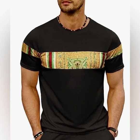 NWT Paul Jones Men's Black Mesh Dashiki Athletic Shirt Sz L - Picture 1 of 7